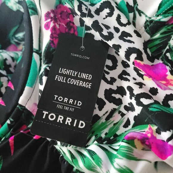TORRID leopard and floral Slim Fix Underwire One Piece Swim, 4X, DD/F. - Picture 6 of 8